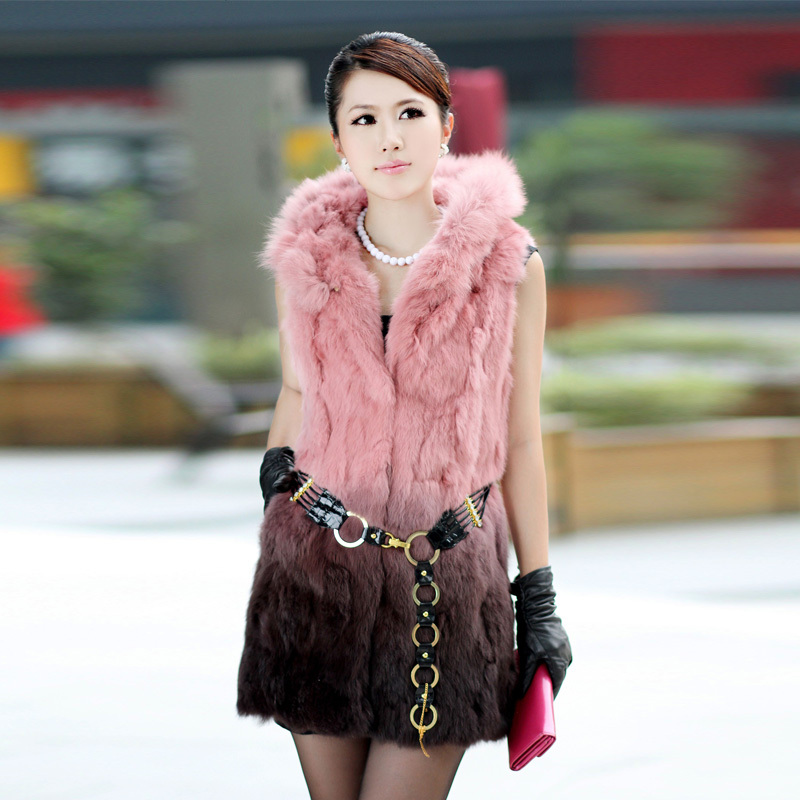 Free shipping Fur outerwear 2012 rabbit fur fur coat   plus size XXXL can be customized