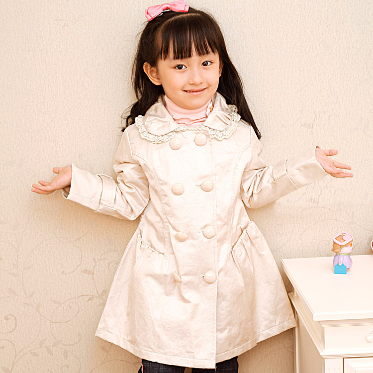 Free shipping Gary spring and autumn clothing female child outdoor casual medium-long elegant trench outerwear 366