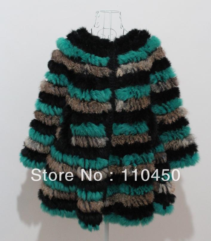 Free Shipping Genuine Colorful  Rabbit Fur Coat, Rabbit Fur Garment