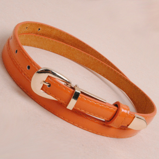 Free shipping Genuine leather all-match women's thin belt female candy color japanned leather strap casual belt