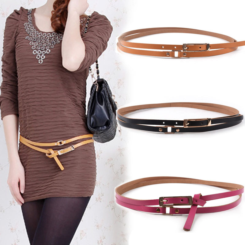 Free Shipping Genuine leather belt female double-circle cowhide lengthen ring belt women's strap decoration