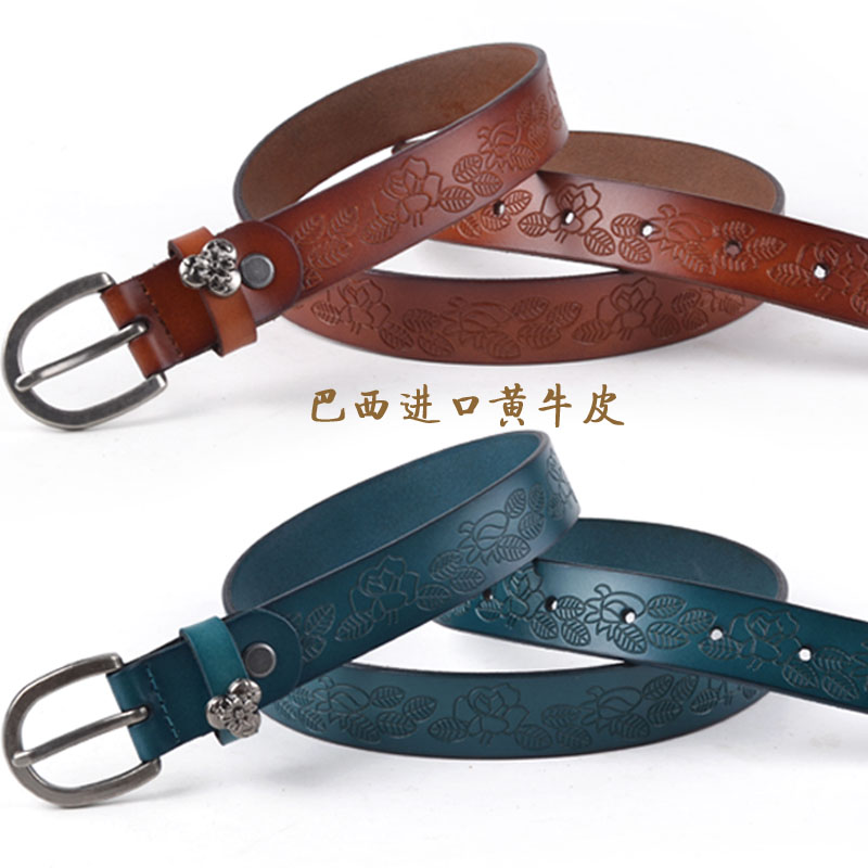 Free Shipping Genuine leather belt women's embossed leather belt fashion all-match decoration belt jeans