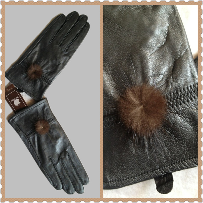 Free shipping Genuine leather gloves fashion gift female winter