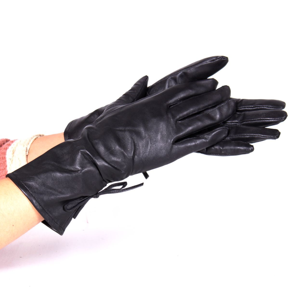 Free shipping Genuine leather gloves women's design long gloves fashion bow sheepskin gloves