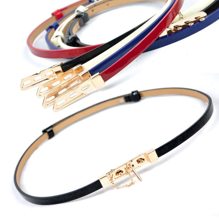 free shipping Genuine leather japanned leather candy color adjust fashion all-match thin belt women's