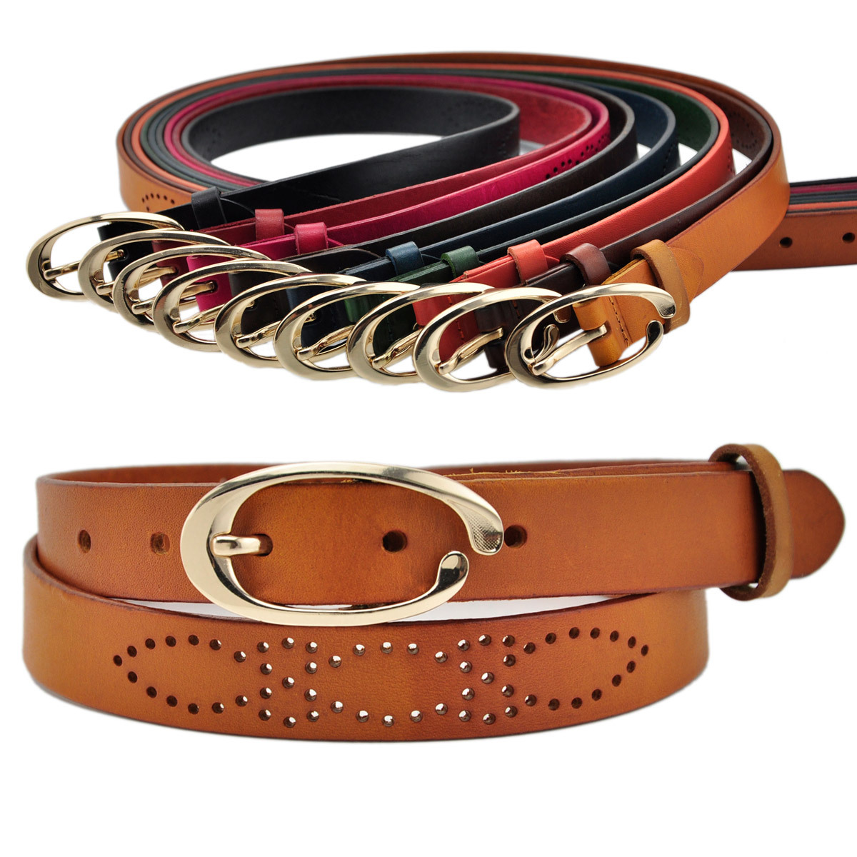 free shipping Genuine leather national trend elegant women's strap exquisite cable vintage cutout thin belt