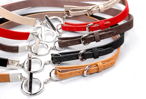 Free Shipping Genuine leather pigskin unique ring buckle fashion women thin belt