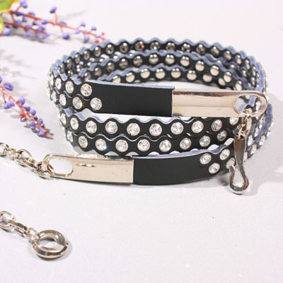 Free Shipping Genuine leather red rhinestone decoration female belly chain blue tassel fashion all-match cowhide black belt y739