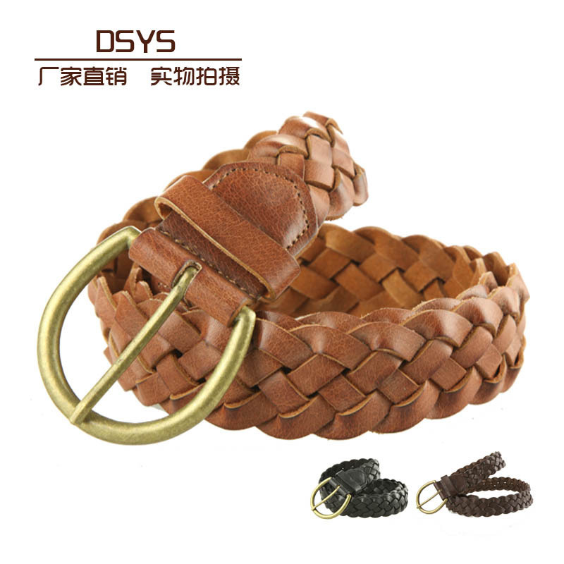 Free shipping Genuine leather vintage buckle classic knitted belt female belt cummerbund