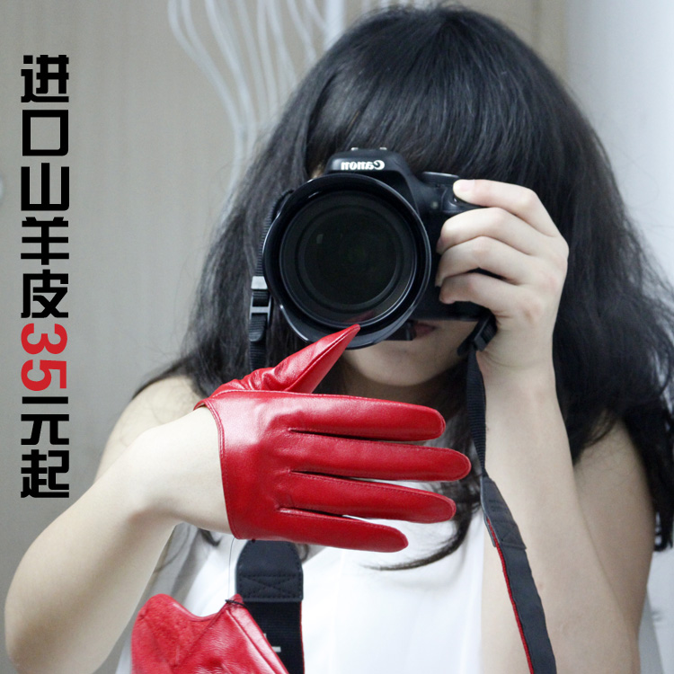 Free shipping genuine Leather Women Half Palm Sex Gloves 7color  wholesale