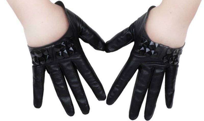 Free shipping/Genuine Leather women's half-palm Real leather gloves/fashion punk gloves