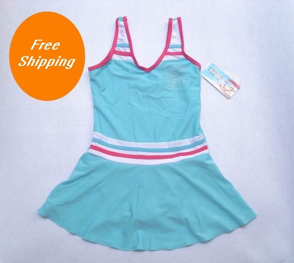 Free shipping + gifts  wholesale girls swimwear  swimsuits one piece for girl  swimming suits blue 8 pcs/lot