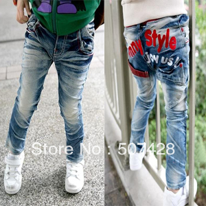Free shipping,girl fashion jeans with "Bonny style" letter,kid jeans,5pcs/lot