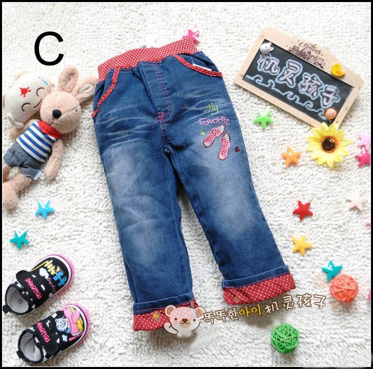 Free shipping girl lovely thick style  jeans for winter wholesale and retail