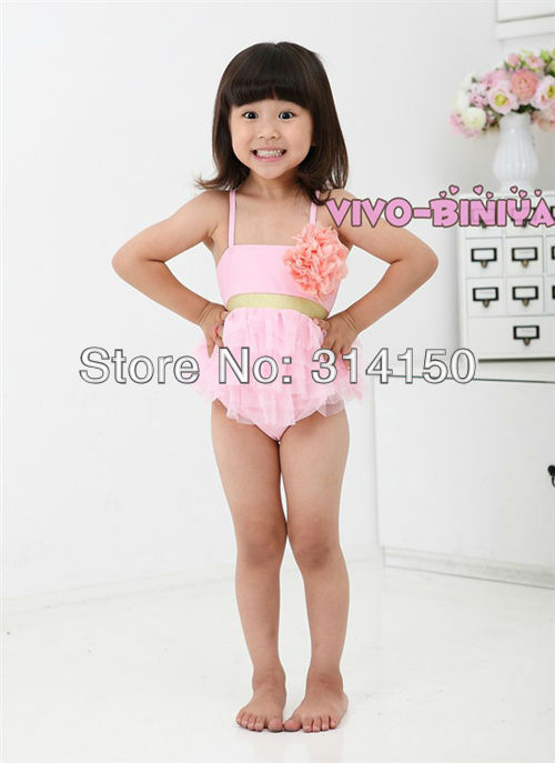 FREE SHIPPING----girl's pink lace swimwear children lacework cake bathing suits kid flowers one pieces swimming suits 1pcs s1206