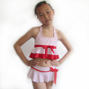 Free shipping Girl swimwear child split skirt swimwear baby swimwear