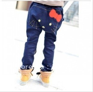 free shipping girl winter thick  girls jeans trousers ,child trousers