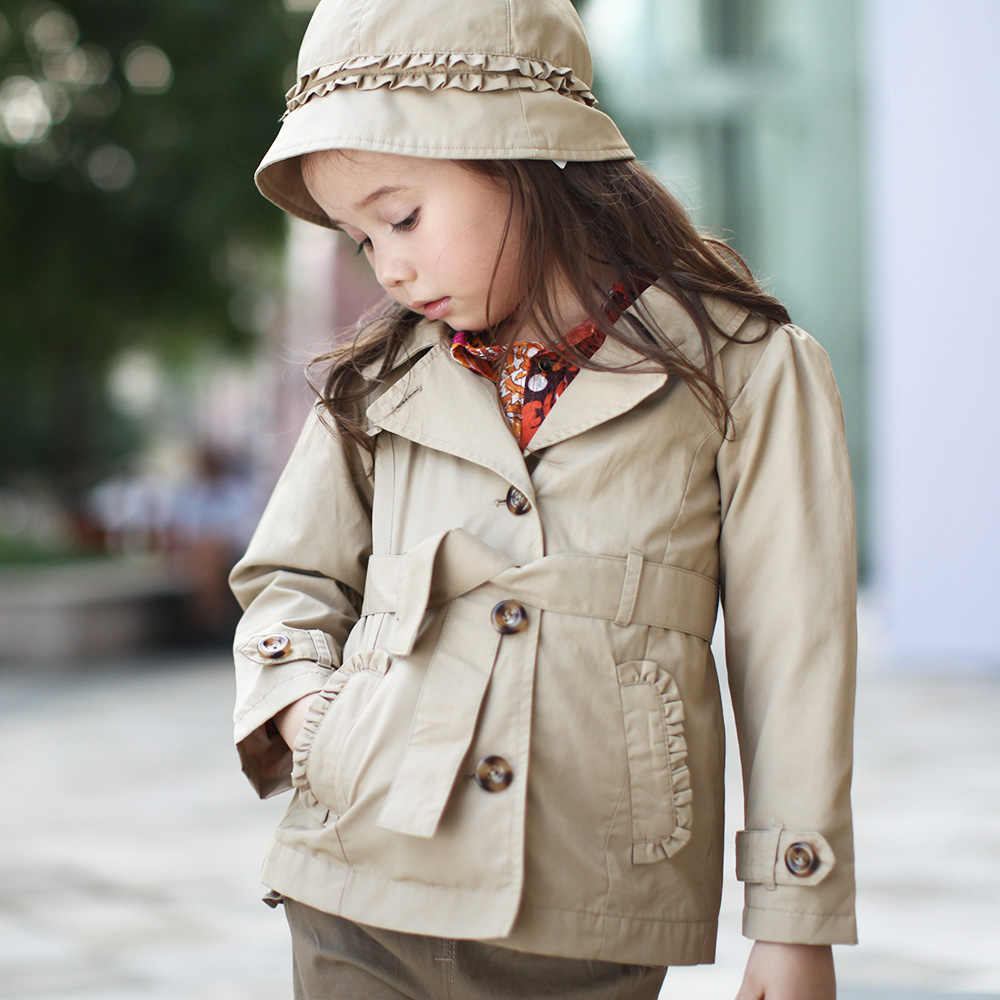Free shipping girls clothing 2013 spring new arrival children short trench 100% cotton fashion outerwear