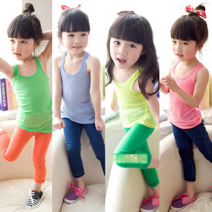 Free Shipping Girls clothing female child vest candy color baby summer vest child vest tank