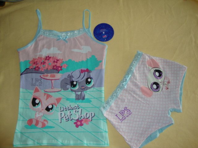 free shipping girls LPS top&underwear sets littest pet shop cotton pink shorts