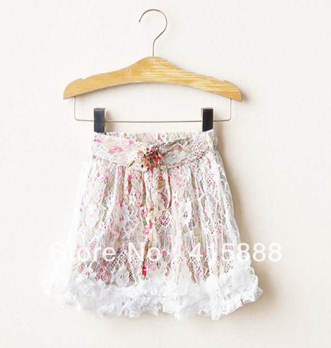 free shipping girls small floral lace skirt(5pcs/lot)ZJX161