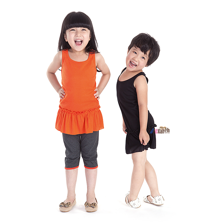 Free shipping Girls summer clothing 2013 sleeveless rib knitting long design t-shirt a1076