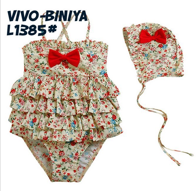 FREE SHIPPING Girls swimsuit 2013,wholesale 5sets/lot VIVO-BINIYA TOP Material baby flower swimsets