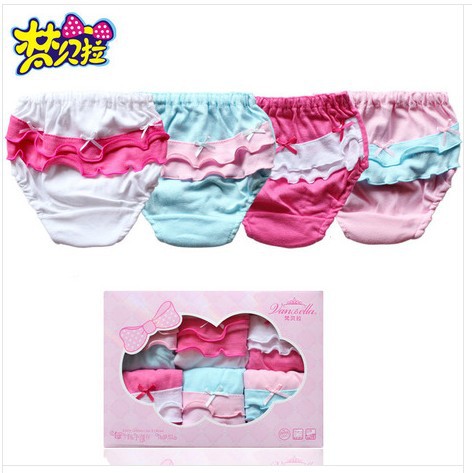 Free shipping Girls underwear; Boxer briefs; Pure cotton children's underwear; 2013 plus 6 fork cartoon underwear gift boxes