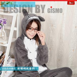 Free shipping Gismo thickening coral fleece totoro stitch cartoon bodysuit lovers design lounge sleepwear