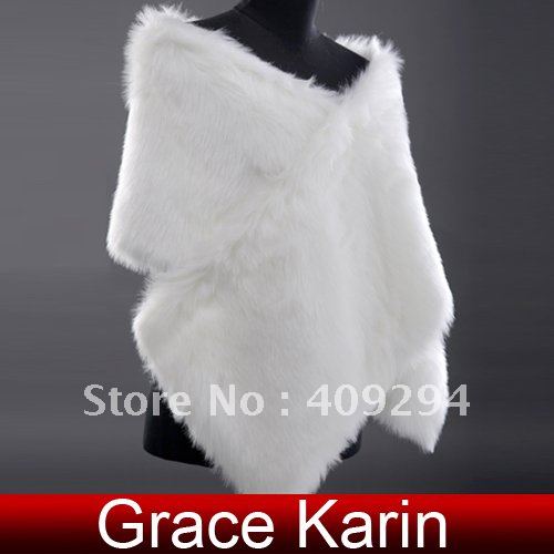 Free shipping GK Faux Fur Wedding Bridal Wrap Shawl Stole Tippet Jacket CL2619