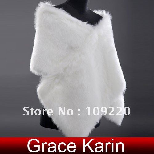 Free Shipping GK Faux Fur Wedding Bridal Wrap Shawl Stole Tippet Jacket CL2619