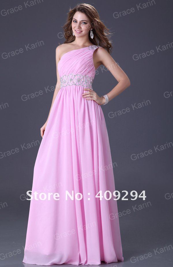 Free shipping GK Stock One Shoulder Wedding Party Gown Prom Ball Evening Dress 8 Size CL3410