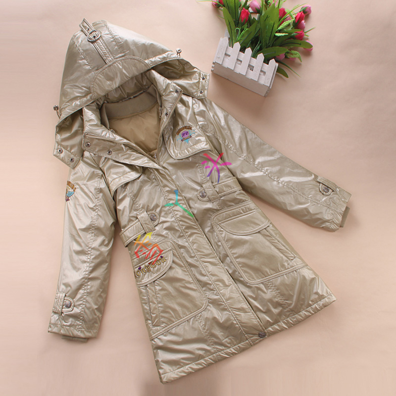 Free Shipping, Globalsources clothing down coat female child h5851 140 - 160 detachable 90 goatswool