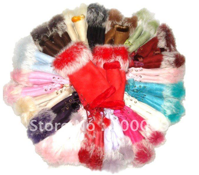 Free Shipping glove with rabbit fur women's soft leather glove