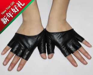 free shipping Gloves leather gulps half semi-finger gloves