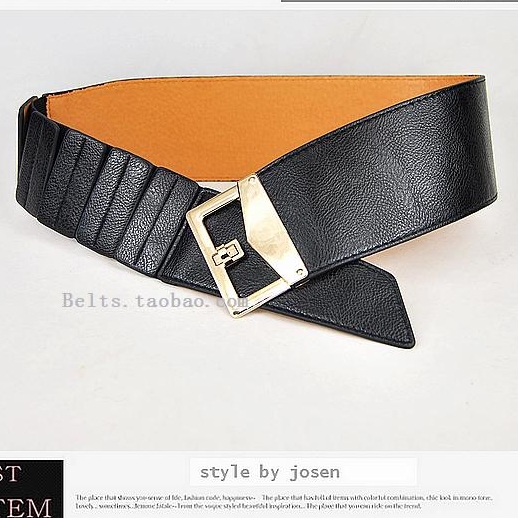 FREE SHIPPING! GOLD BUCKLE PU LEATHER WOMEN FASHION ELASTIC & STRETCH WIDE WAIST CORSET BELT