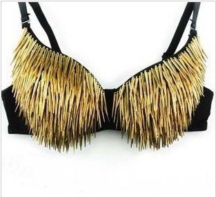 FREE SHIPPING!! Gold silver tassels rivets bra bikini stage clothing sexy bra