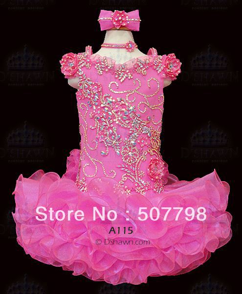 Free Shipping Golden off the shoulder crystals appliques lace mini flower girl dresses