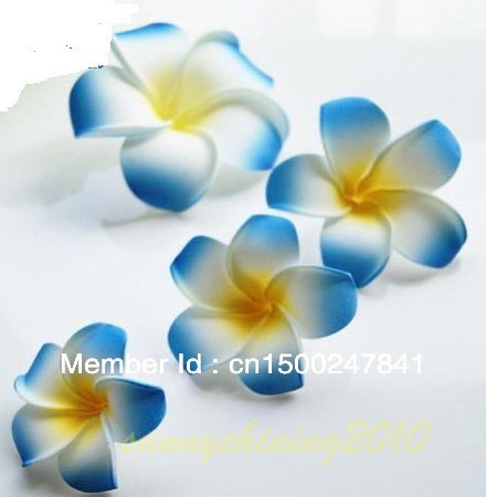 free shipping + good quality  20pcs Large 8CM Blue Fabulous Hawaiian foam frangipani flowers wedding party decor