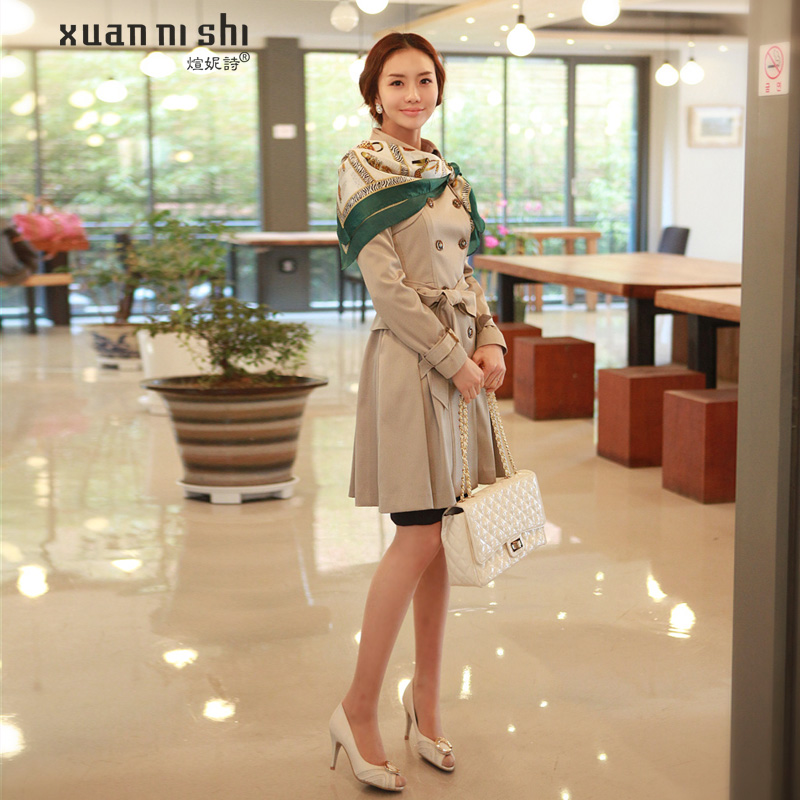 Free shipping good quality Autumn women's double breasted long design women's trench outerwear spring and autumn