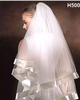 Free shipping Gorgeous 2T fingertip length white or ivory Bridal  wedding dress Wide Satin veils comb fashion ladies