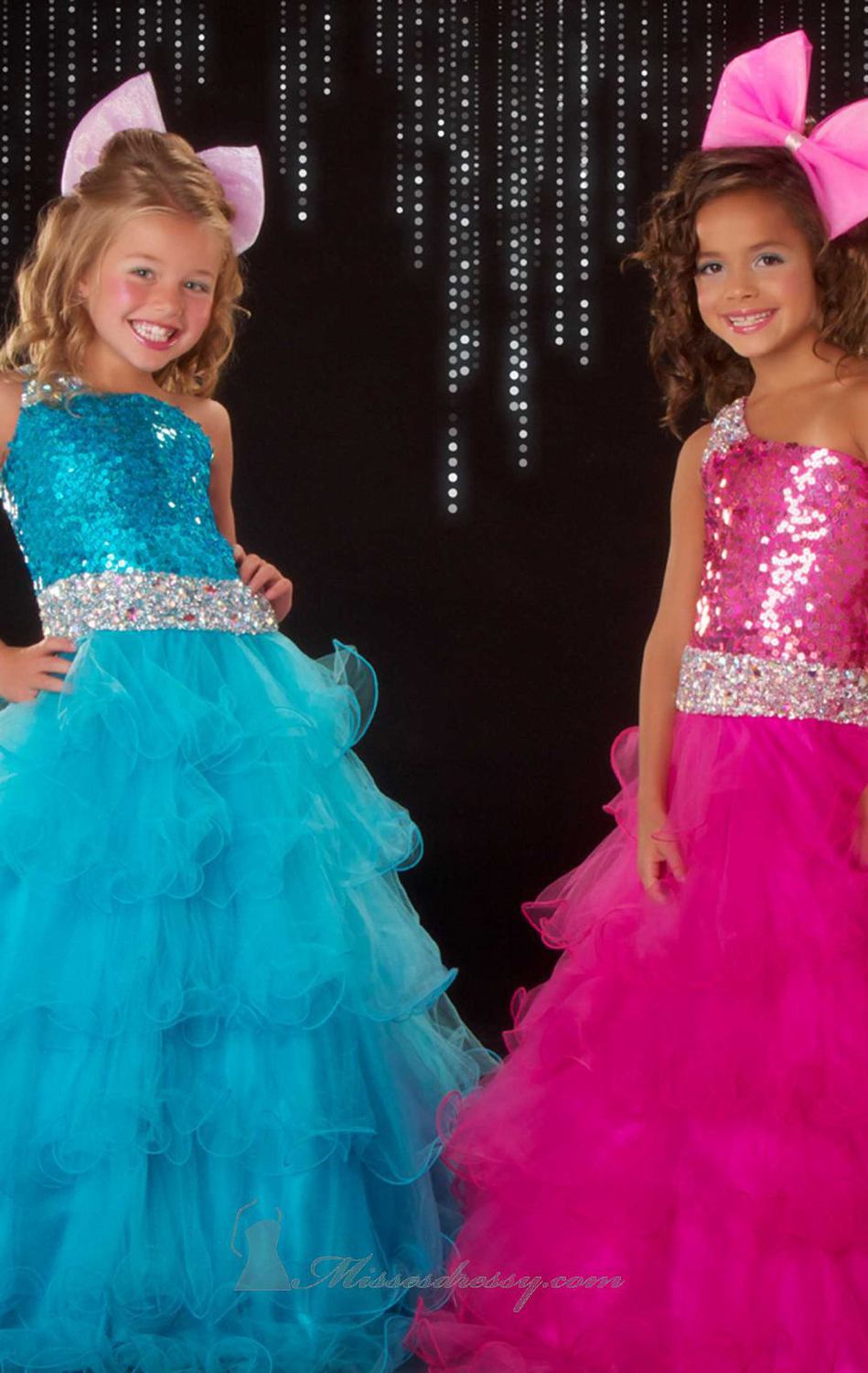 Free shipping Gorgeous A Line One Shoulder Organza Pageant Dresses Flower Girl Dress With Sequin Ruffles(MDf37)