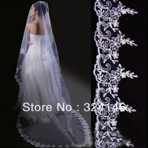 Free shipping Gorgeous crystal  embroidery  wedding dress veils bridal veils for fashion ladies