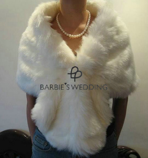 Free Shipping Gorgeous Faux Fur Wedding Wrap Shrug Stole Shawl 0016
