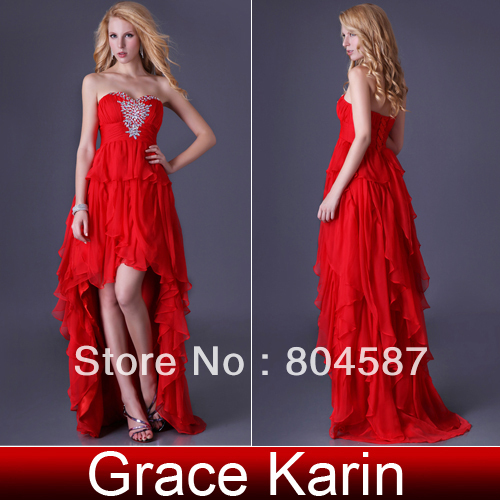 Free Shipping !!! Grace Karin 2013  Sexy Stock Strapless Chiffon Party Gown Prom Ball Cocktail Evening Dress 8 Size CL3517