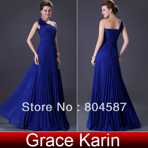Free Shipping Grace Karin  GK Stock One Shoulder Pleated Party Gown Prom Ball Evening Dress 8 Size CL3467