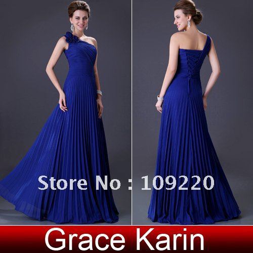 Free Shipping Grace Karin GK Stock One Shoulder Pleated Party Gown Prom Ball Evening Dress 8 Size CL3467