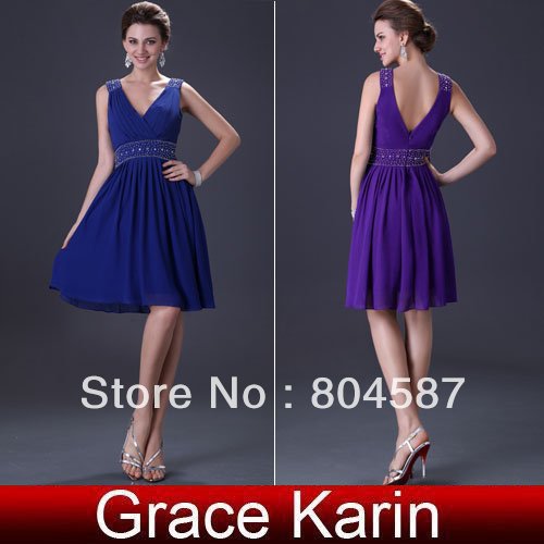 Free Shipping !!! Grace Karin  New Arrival Fashion Chiffon Short Prom Cocktail  Evening Dresses  8 Size CL3137