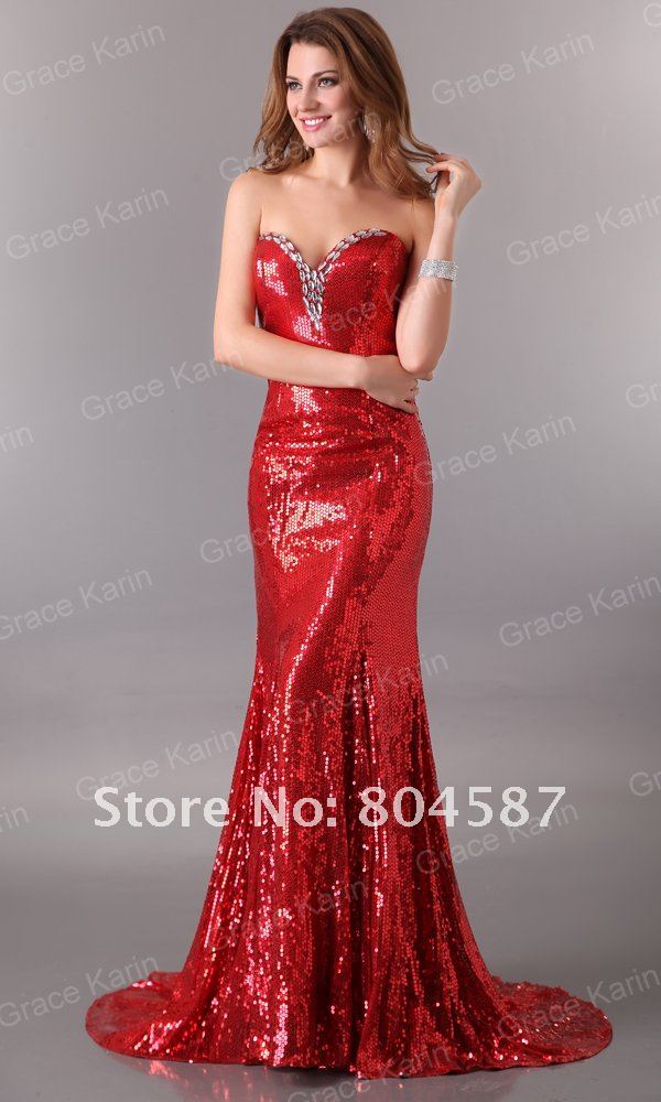 Free Shipping !!!Grace Karin new arrival fashion  Sexy Shinning Sequins Prom Party Gown Evening Dress 8 Size,Sequins CL2531