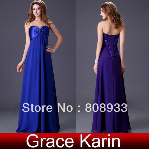 Free Shipping !!! Grace Karin New Arrival Strapless Beading Sexy Royal  Prom Party Evening dress 8 Sizes CL1239